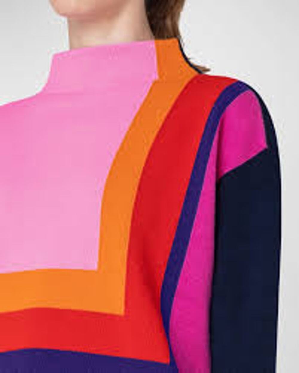 L knit sweater XL Akris punto cashmere-wool intarsia  geometric Luxury Designer